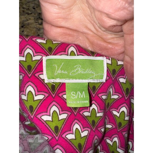 Vera Bradley Pink Green Soft Floral Print Cotton Blend Robe S/M Lightweight - Picture 6 of 10
